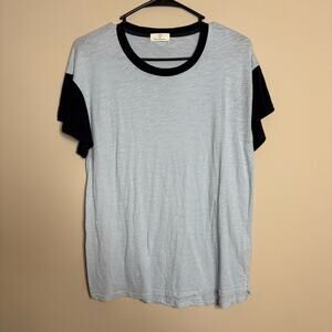 T.La Oversized Round Neck Short Sleeve Colorblock Shirt Blue Navy Size XS